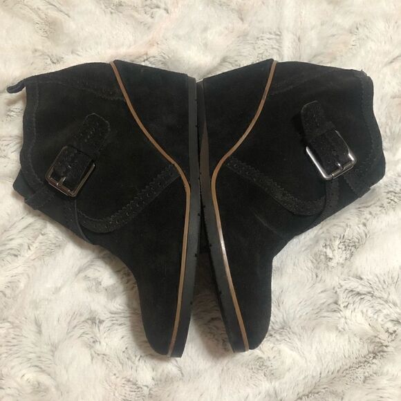 franco Sarto black suede wedge booties size 9.5M - Picture 6 of 11